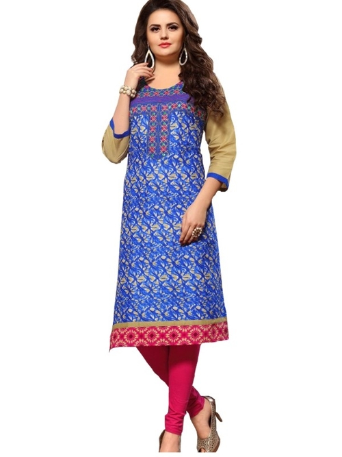 Long Kurti With Thread & Print Work