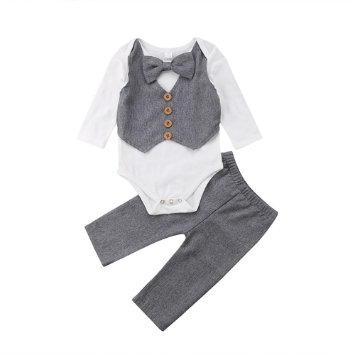 Gentleman Newborn Boy Bow Tie Tops Romper