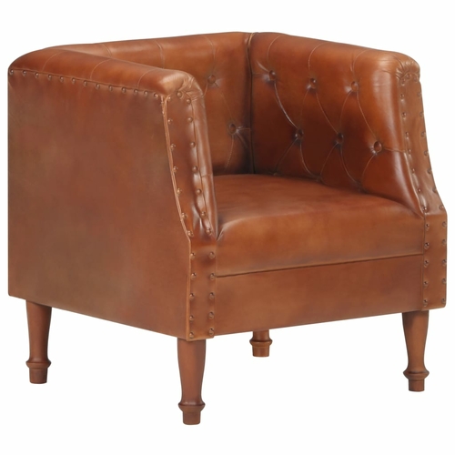 Armchair Brown Real Leather