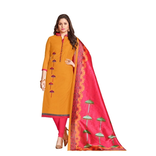 Chanderi Fabric Musterd Color Dress Material