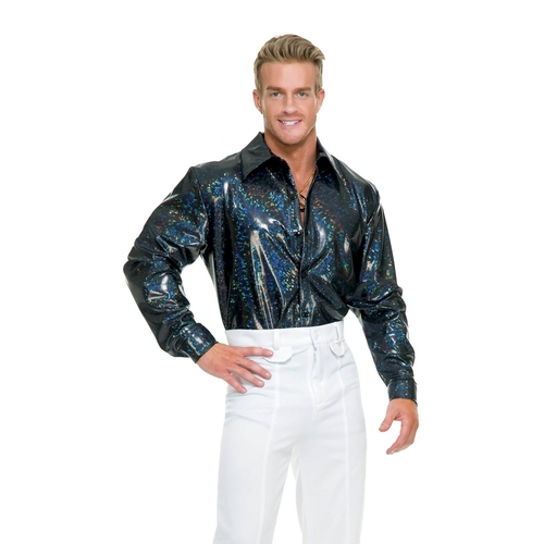 Charades Costumes 276812 Halloween Mens Night Lights Disco Shirt - Ext