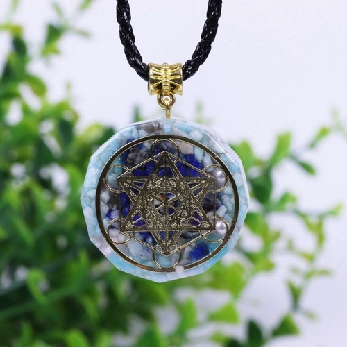 Orgonite Pendant Energy Amazonite Necklace Resin Jewelry Handcraft