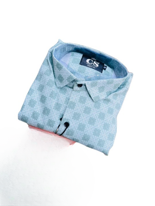 Men's Printed Full Sleeves Regular Fit Shirt  Blue