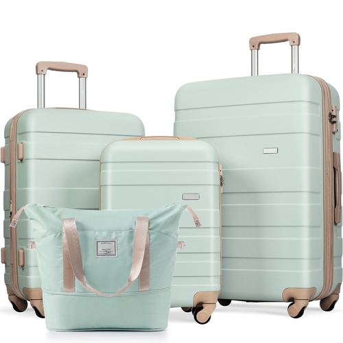 Luggage Sets 4 Piece, Expandable ABS Durable Suitcase with Travel Bag,