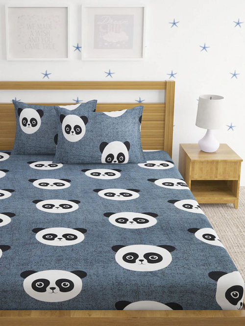 Printed Bedsheet With Pillow Cover (grey)