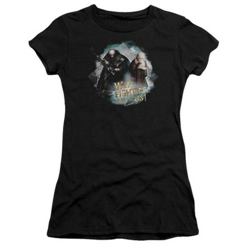 The Hobbit-We Are Fighers Short Sleeve Junior Sheer Tee, Black - 2