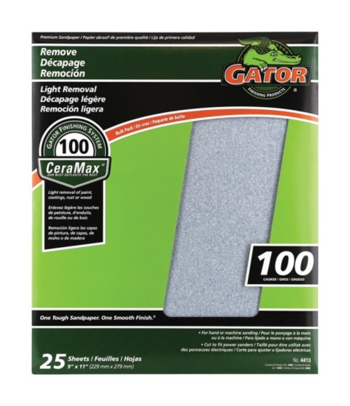 Gator Grit 3403 100 Grit Sandpaper - pack of 25