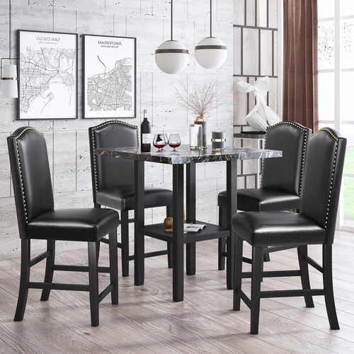 5 Piece Dining Set with Matching Chairs and Bottom Shelf for Dining