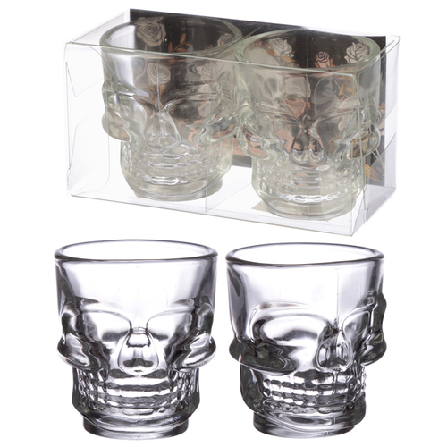 Fun Collectable Glass Shot Glass Set of 2 - Skulls (60ml)