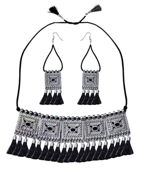 Alloy Brass Necklace Earrings Set for Women