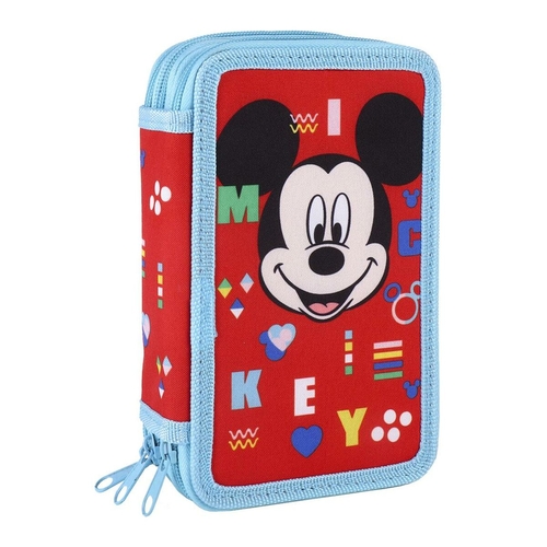 Triple Pencil Case Mickey Mouse 43 Pieces Red (12 x 19,5 x 6,5 cm)