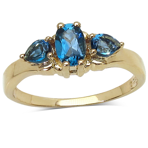 14K Yellow Gold Plated 1.05 Carat Genuine London Blue Topaz .925