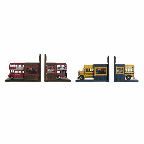 Bookend DKD Home Decor 22 x 13,5 x 17 cm Metal Wood Vintage Bus (2