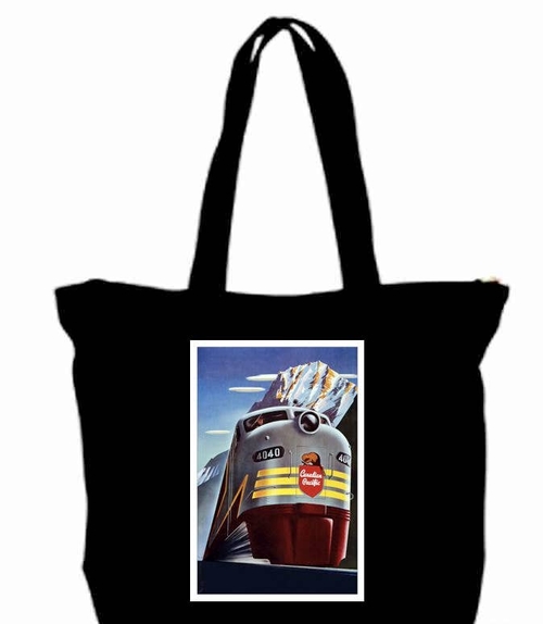 1930s Canadian Pacific Train Travel Poster tote Bag w/Zip