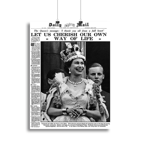 Queen Elizabeth II Coronation Daily Mail front page 3 June 1953 Canvas