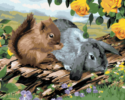 Paint by Numbers - SQUIRREL AND RABBIT ON A LOG (HOWARD ROBINSON)