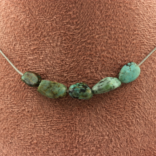 African Turquoise from Africa 5 beads necklace