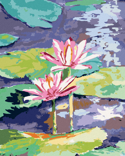 Paint by Numbers - PINK WATER LILIES IN THE POND