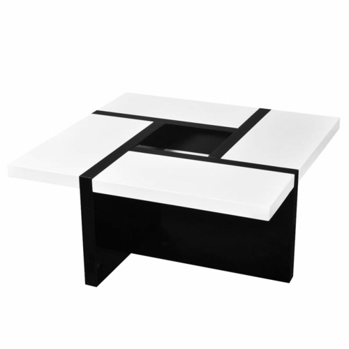 Coffee Table MDF High Gloss White and Black