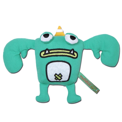 Touchdog DT45GN Cartoon Crabby Tooth Monster Plush Dog Toy - Green - O