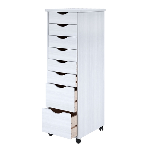 Adeptus Solid Wood 76183  6+2 Drawer Roll Cart - White