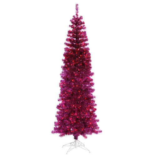 Fuchsia Pencil Dura-Lit Christmas Tree with Purple LED Lights, 7.5