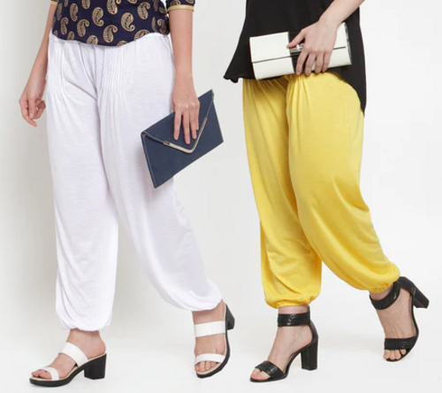 "Modern Fusion: Women's White Yellow Harem Pant"