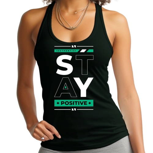 Womens Fitness Tank Top Graphic T-shirt Stay Positive