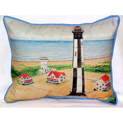 Betsy Drake HJ737 Cape Henry Lighthouse Large Indoor-Outdoor Pillow  1