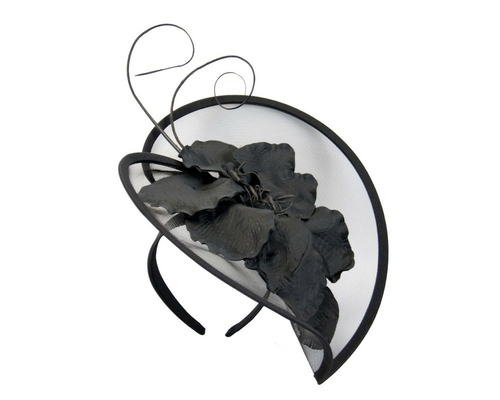 Large black flower heart fascinator