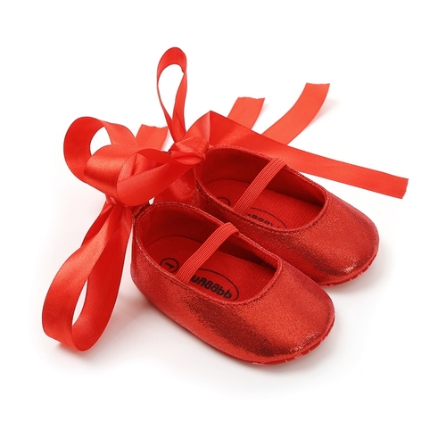 Newborn Cute Baby Girl Riband Shoes Pu Toddler