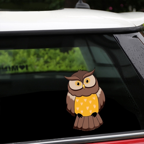 Removable & Reusable Stickers Cartoon Owl Car