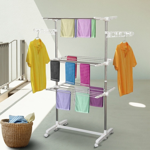 HOMCOM 3-Tier Clothes Drying Rack Foldable Laundry Dryer Hanger Airer