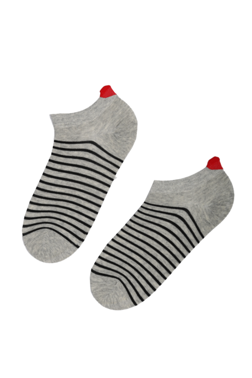 ARLE grey low-cut cotton socks with black stripes