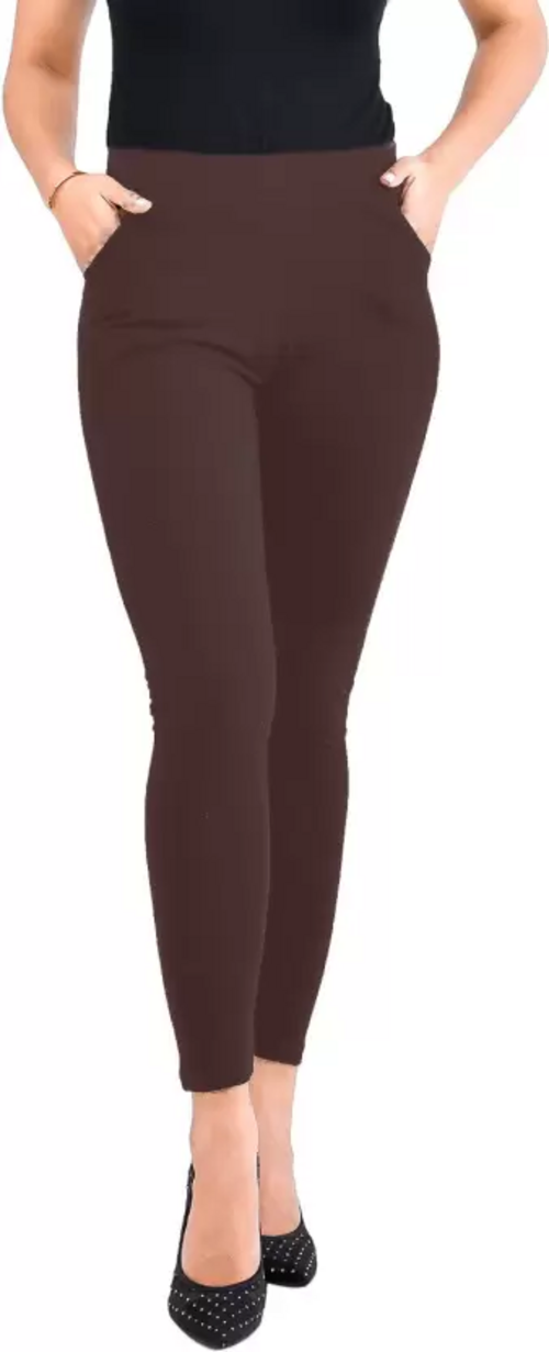 Ankle Length Ethnic Wear Legging  (Brown, Solid)