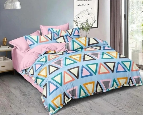 SOFT GLACE COTTON MICROFIBER PRINTED DOUBLE BEDSHEET WITH 2 PILLOW