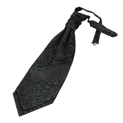 Swirl Pre-Tied Ruche Cravat - Black & Green