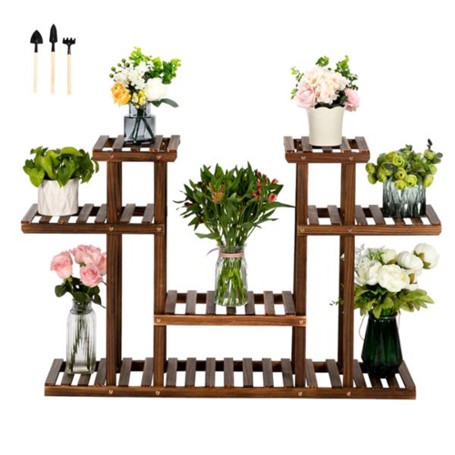 Multi-Function Carbonized Wood Plant Stand