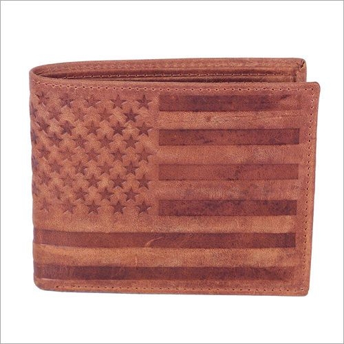 Mens Brown wallet flag Design Leather