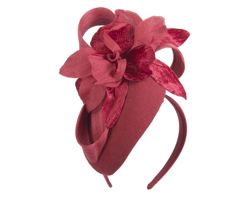 Tall red winter racing pillbox fascinator