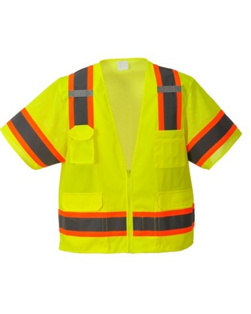 US373 2XL Aurora Sleeved Hi-Visibility Zippered Vest, Yellow - Reg