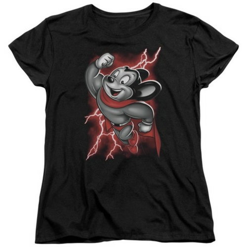 Trevco Mighty Mouse-Mighty Storm - Short Sleeve Womens Tee - Black- La