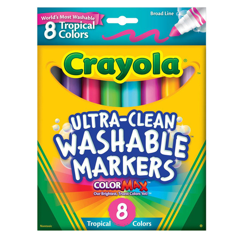 Crayola BIN7816-6 Washable Markers Tropical Colors Conical Tip - 8 Per