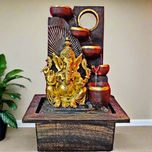 ALiLa Big Ganesha Diya Waterfall LED Fountain for Office, Table,