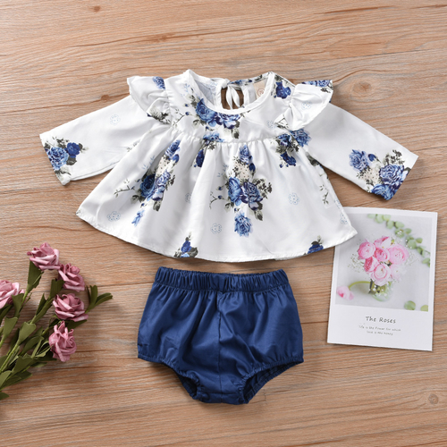 Newborn Baby Girl Clothing 2pcs Ruffles Floral T