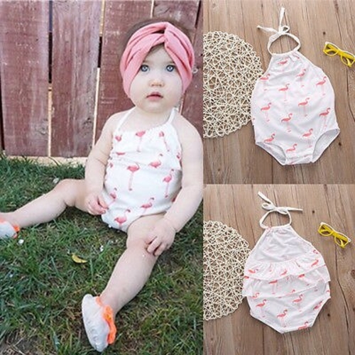 Newborn Baby Girls Summer Halter Bodysuit Infant