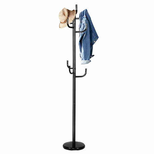 Modern Coat Stand Hanger Metal Clothes 8 Hooks Free Standing