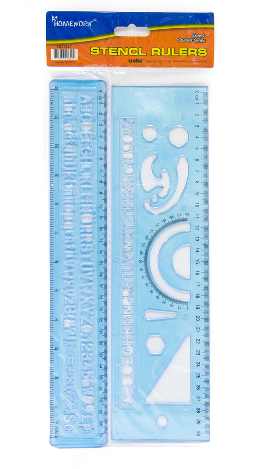 2 Piece Ruler & Stencil Set - 12"