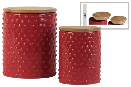 Urban Trends Collection 50932 36 & 28 oz Ceramic Round Canister with P