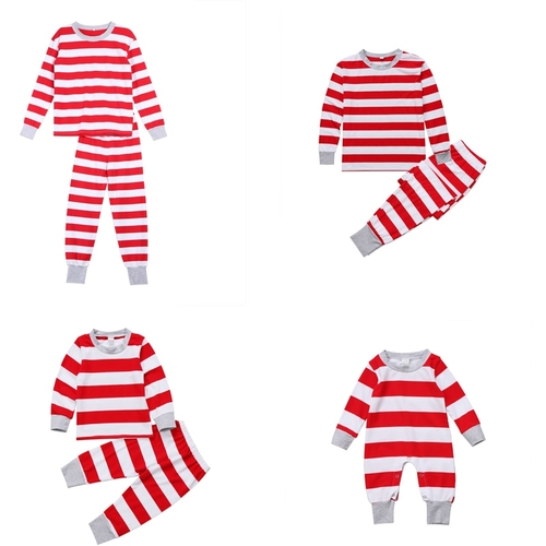 Xmas Stripe Family Matching Christmas Pajamas PJs